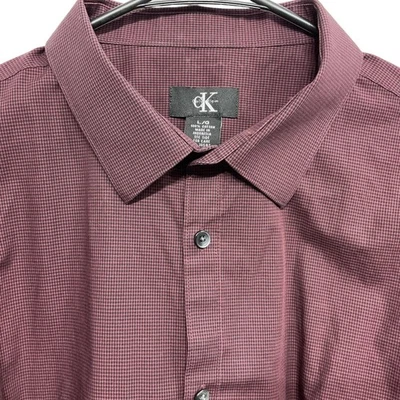 Calvin Klein Shirt Mens Large Burgundy Infinite Cool Non Iron Dress Long Sleeve - Image 1 of 4