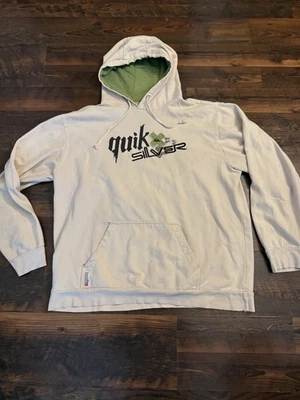 复古 Quiksilver 连帽衫男式 XL 白色套衫滑板冲浪运动衫 Y2K — 第 1/4 张图片