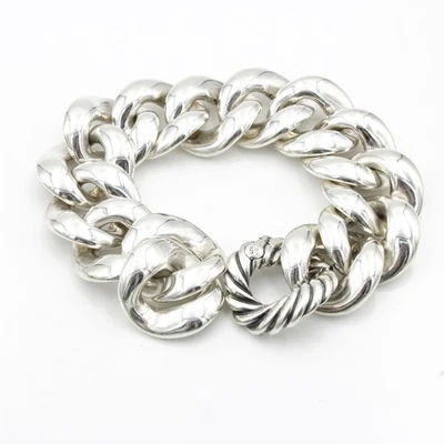 Brazalete unisex David Yurman de plata esterlina con eslabones de bordillo Cordelia #S3549-3 Foto 1 de 4