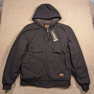Timberland PRO Jacket Gritmans Canvas Hooded Mens Small Black Fleece Lined  - Image 1 of 4