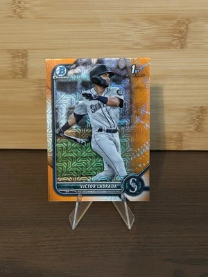 2022 Bowman Chrome Mojo Orange Refractor Victor Labrada 2/25 RC Seattle Mariners - Image 1 of 3