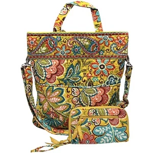 Vera Bradley Convertible Large Crossbody Bag & Wallet Provencal Floral Yellow - Picture 1 of 22