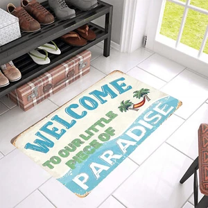 Vintage Style "Welcome To Our Little Piece" Door Mat Rug Indoor Outdoor Decor - Picture 1 of 5