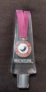 Vintage Michelob Our Draught Beer Tap Lucite Handle Pink Ribbon Horn Breweriana - Picture 1 of 12