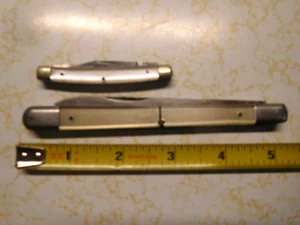 2 Vintage Made in Japan Clear Acrylic Handle Knives one marked stainless610Japan - Picture 1 of 5