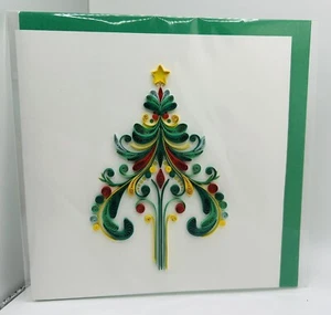 Quilling Grußkarte Weihnachtsbaum Urlaub Winter Geschenk Papier Kunst Blanko - Bild 1 von 6