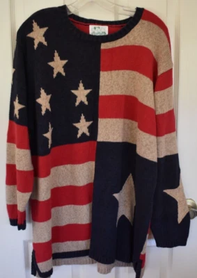 Quaker  Factory Womens 2X Sweater Red White Blue American Flag Stars & Stripes - Image 1 of 4