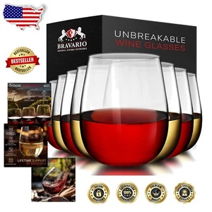Reusable Shatterproof Plastic Wine Glasses - Unbreakable 8 Pack, Indoor/Outdoor - Picture 1 of 11