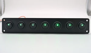 Rocker Switch Panel 7 Gang 12VDC 20A Marine RV Campervan Car Choice Of Colours - Picture 1 of 2