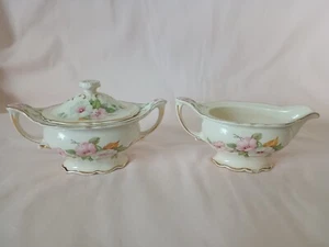 Edwin M. Knowles China Co Creamer & Sugar bowls, Morning Glory Pattern Vintage - Picture 1 of 11