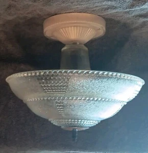 Antique Bedroom Chandelier 1930s Deco Glass Ceiling Light Fixture Lamp - Picture 1 of 13