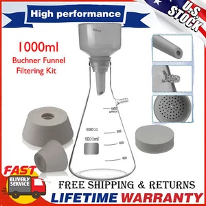 Lab Buchner Funnel Filtering Kit w/ Flask Funnel Ceramics Buchner Funnel 1000ml - Picture 1 of 8