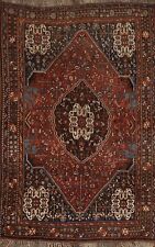 Pre-1900 Antique Geometric Kashkoli/ Abadeh Handmade Area Rug Wool Carpet 6'x8'