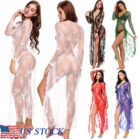 Sexy Lingerie for Women, Long Lace Dress Sheer,See Through Kimono Robe,Long Gown