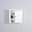 Wooden Bathroom Wall Medicine Cabinet Shelf Storage Organizer with a Door White