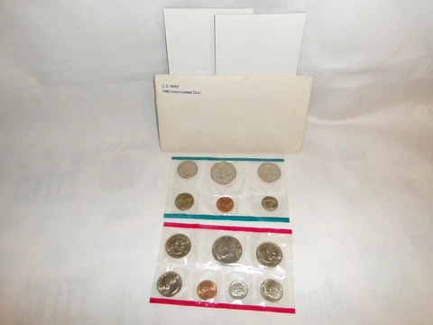 1980 US coin proof set, D and P mints, OGP, Susan B. Anthony Cover