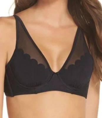 TRAJE DE BAÑO Ted Baker Top de Bikini Kerona Vieira Malla Ahuecado 32DD/E Negro NUEVO Foto 1 de 4