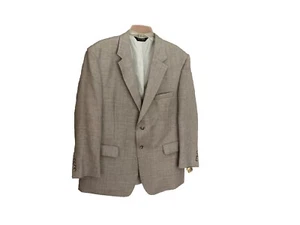 JoS A Bank Sport Coat Jacket 2 Buttons Mens 44S Gray Check Wool & Linen Slit - Picture 1 of 15