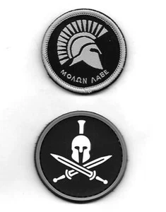 CASCO MOLON LABE SPARTAN ESPADA Táctico Bordado PARCHE DE PVC Set 2 Piezas Nuevo - Imagen 1 de 1