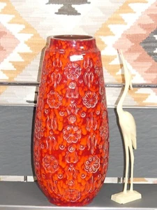 BodenVase 70er Jahre Scheurich Keramik europ linie BERNINA 265-42 rot orange 60s - Bild 1 von 11