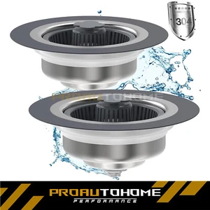 2pcs Stainless Steel 3 in 1Sink Drain Strainer trainer Stopper Drain Basket - Picture 1 of 7