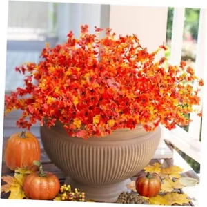 Artificial Faux Fall Flowers Plants for Outdoor Outside Thanksgiving, 12 F Blue - Picture 1 of 7
