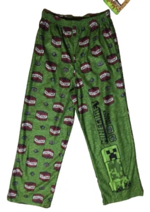 MINECRAFT Green Flannel Polyester PJ/Lounge Pants -Boy's Size S (4/5) - NEW $24 - Picture 1 of 3