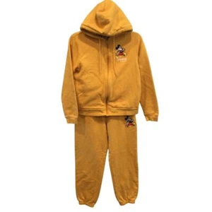 Disneyland Resort Sweat Set Sweatshirt Hoodie S Sweatpants Pant XS Yellow Mickey - Picture 1 of 13