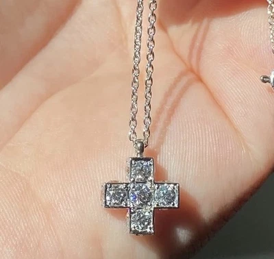 Tiffany & Co Platinum Diamonds Cross Necklace Rare Discontinued Collection - Image 1 of 4