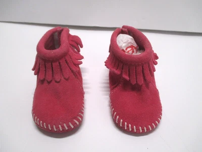 ZAPATOS MOCASINES DE CUERO ROSA MINNETONKA PARA NIÑAS PEQUEÑAS TALLA 2 SH1 Foto 1 de 3