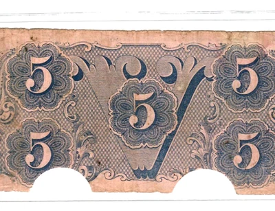 $5 "CONFEDERATE"  (BLUEBACK) "1800'S" $5 RARE "BLUEBACK" $5 "CONFEDERATE" NICE!! - Image 1 of 3