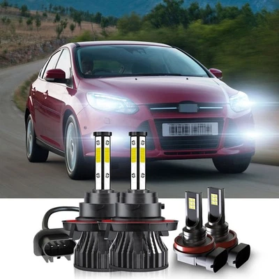 For Ford Focus 2008-2011 - 4x Combo LED Headlight Hi/Lo + Fog Light Bulbs 6500K - Image 1 of 4