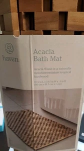 New Acacia Wood Bath Mat 31.5"x19.5"x.4" Moisture Resistant Tropical Hardwood - Picture 1 of 5