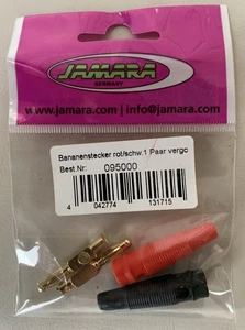 JAMARA - Bananenstecker rot/ schwarz 1 Paar vergoldet # 095000 - OVP + NEU ! - Picture 1 of 3