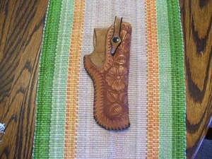 Tan Floral Pattern Leather Belt OWB Holster Colt 1911 1911A1 Govt Model .45 RH - Picture 1 of 19