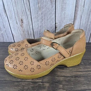 Alegria Rene Mary Jane Clog Women's Sz 9.5-10 EU40 Cognac Laser Cut Floral (GUC) - Picture 1 of 9
