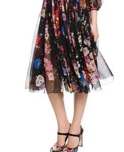 DOLCE & GABBANA Chiffonrock Seide Maximalist Space Alien und Blumen Print 42 - Bild 1 von 14