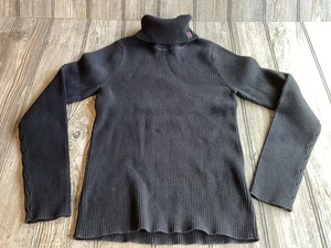 Lauren Ralph Lauren Damen Schwarz Rippstrick Tee Top Rollkragen Slim Preppy Gr. S - Bild 1 von 3