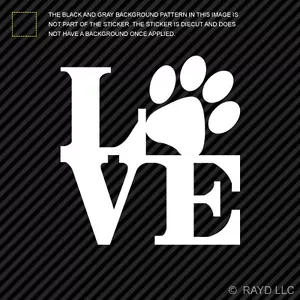 (2x) Love Paw Print with Heart Sticker Die Cut Decal Self Adhesive Vinyl - Foto 1 di 1