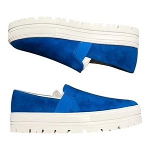 Lisa Vicky Blue Suede Gift Platform Slip On Sneaker 7 - Picture 1 of 4