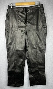 Princess Polly Pants Black Faux Leather High Waisted Straight Pocket BNWT 14 - Picture 1 of 11