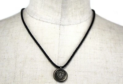 GUCCI Gargantilla Cresta Antigua Cuero Negro 925 Collar Colgante Accesorios Usado Foto 1 de 4