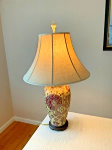Oriental Accents Inc Tisch große asiatische Keramiklampe mit Schirm 30" hoch 2002 - Bild 1 von 15