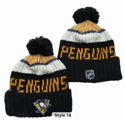 New Era Pittsburgh Penguins Beanie, White, Black, Yellow/Gold, NHL, OSFM - Image 1 of 4