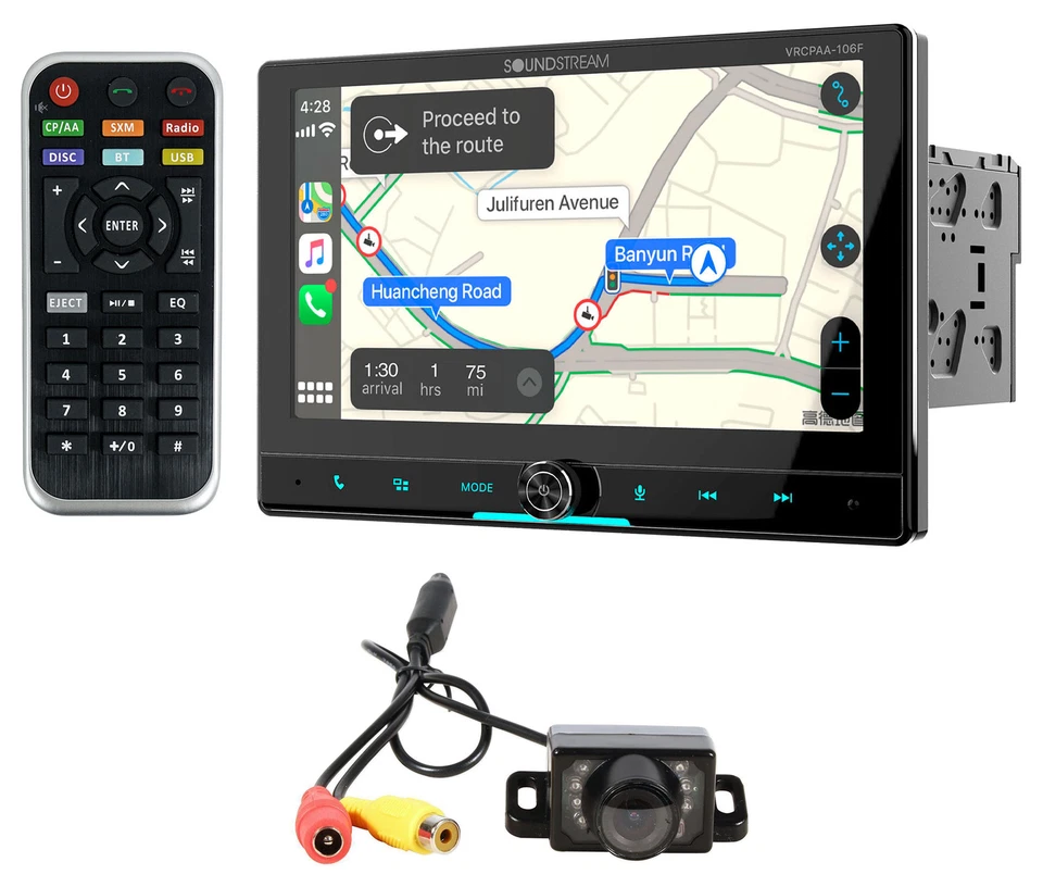 Soundstream VRCPAA-106F 10.6" Monitor Bluetooth/Carplay/Android Receiver+Camera - Image 1 of 4