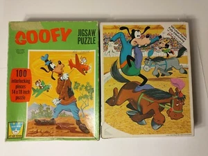 Pair Of Vintage Whitman 100 Pc Puzzles Goofy Disney Chip Dale Circus - Picture 1 of 4