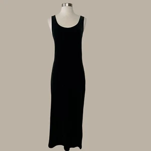 Vintage 90s DKNY Black Velvet Maxi Dress - Picture 1 of 7