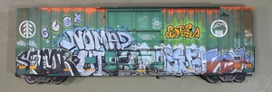 Train Graffiti Serie, Sandy Sanders, "Nomad" (klein) 19" x 7" x 1" Mischtechnik - Bild 1 von 4