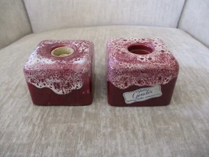 (2) Gonder Magenta Foam Drip Glaze Square Candle Holders - Picture 1 of 19