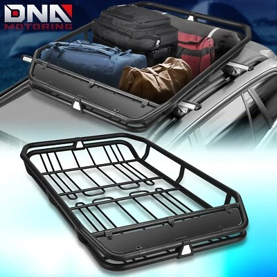 68"x 41" Universal Steel Roof Rack Top Cargo Luggage Carrier Basket Holder Black - Imagem 1 de 4